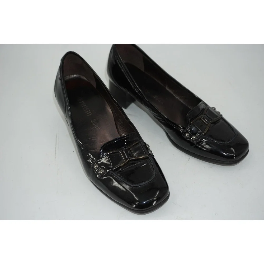 Mephisto Shoes Black‎ Patent Leather Pump Block Heel Studded Women's Size 11